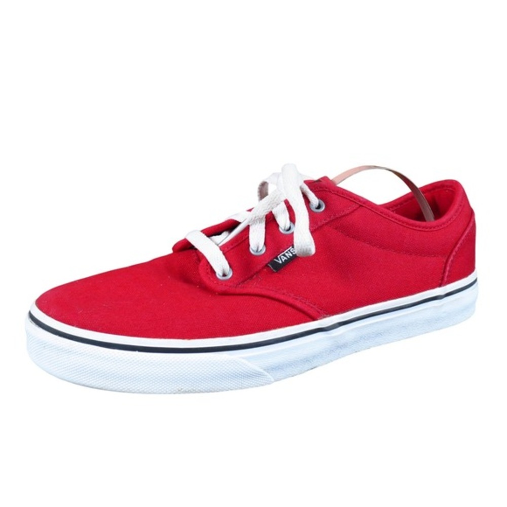 Vans Atwood Youth Boys Size 5 Red Canvas Low Top‎ Skate Sneaker Casual